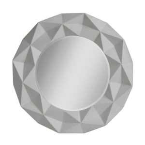 Necro Round High Gloss Wall Bedroom Mirror In Grey Frame