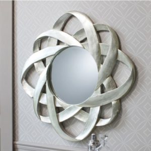 Costello Round Wall Bedroom Mirror In Silver Leaf