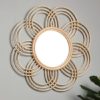 Santol Sunflower Wall Mirror In Natural Rattan Frame