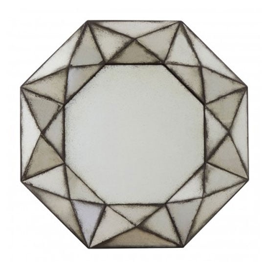 Raze 3D Octagonal Wall Bedroom Mirror In Antique Silver Frame