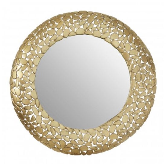 Templars Pebble Effect Wall Bedroom Mirror In Warm Gold Frame