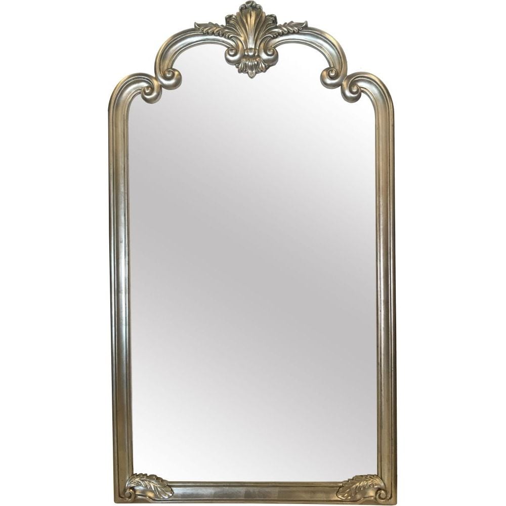 Angola Ornate Leaner Bedroom Wall Mirror In Silver Frame