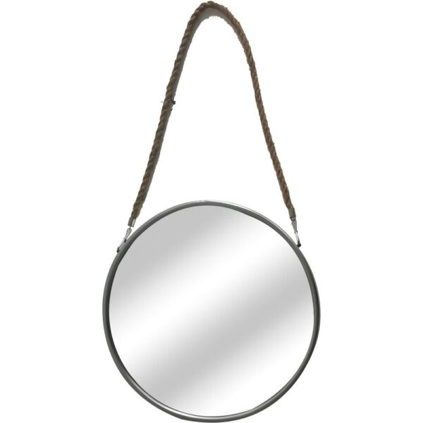 Benton Bedroom Wall Mirror With Fabric Strap In Grey Frame