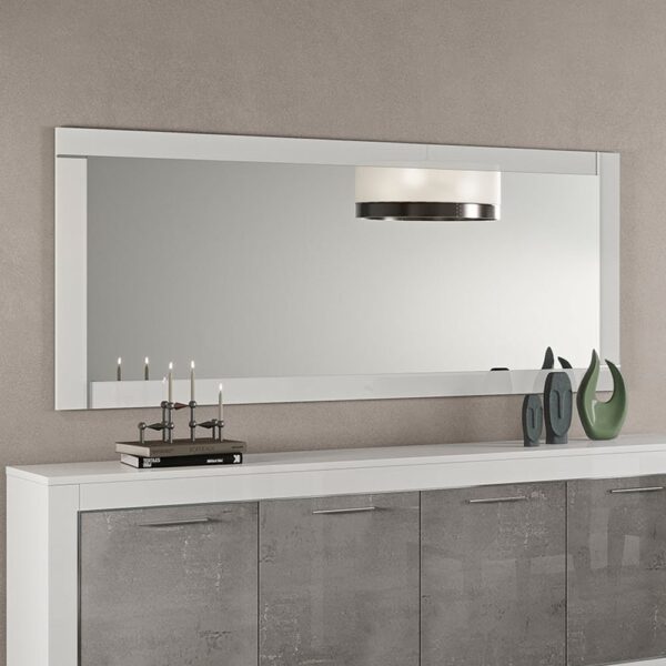 Lorenz Large Bedroom Wall Mirror In High Gloss White Frame