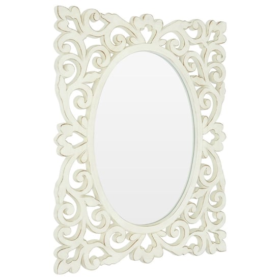 Stains Lace Design Wall Bedroom Mirror In Weathered White Frame