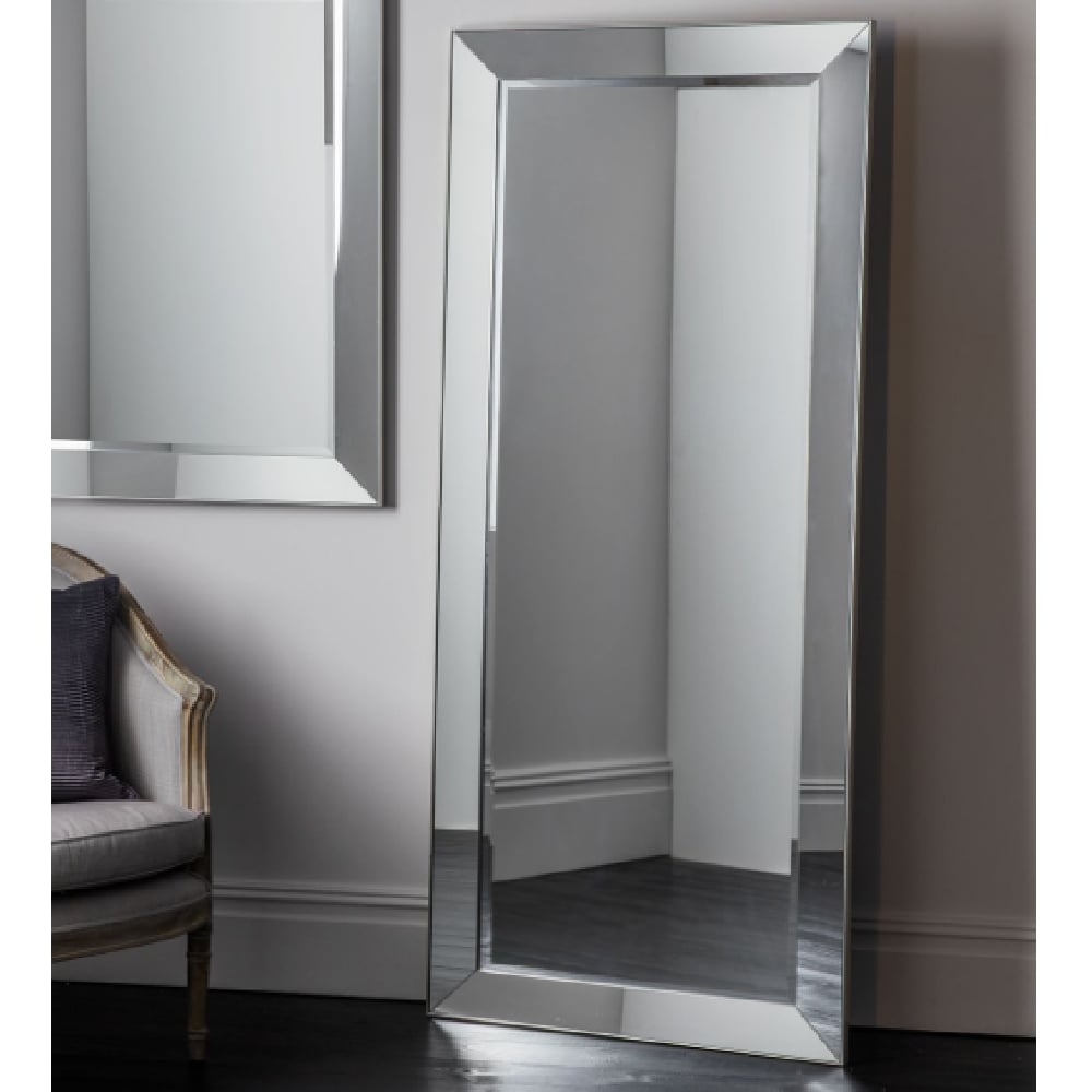 Bellport Wooden Rectangular Glass Mirror In Silver