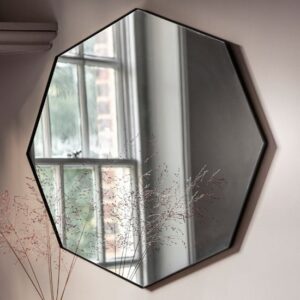 Benton Octagon Wall Mirror With Black Metal Frame