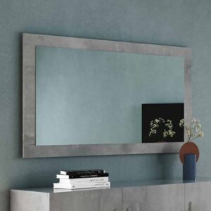 Breta Wall Mirror Rectangular Small In Grey High Gloss Frame