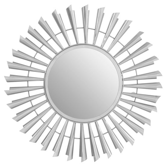 Casa Round Sunburst Effect Wall Mirror In Nickel Metal Frame