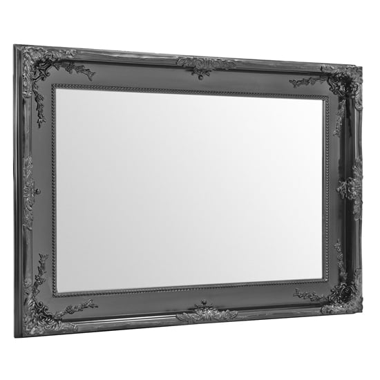 Charles Baroque Style Wall Mirror In Matt Black Frame