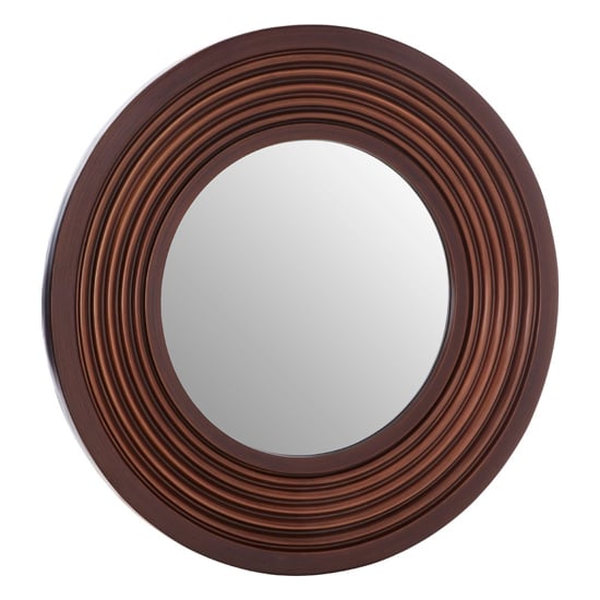 Coco Round Wall Bedroom Mirror In Brown Frame