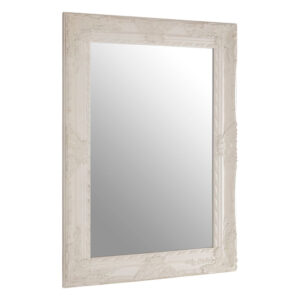 Comato Rectangular Wall Bedroom Mirror In Muted White Frame