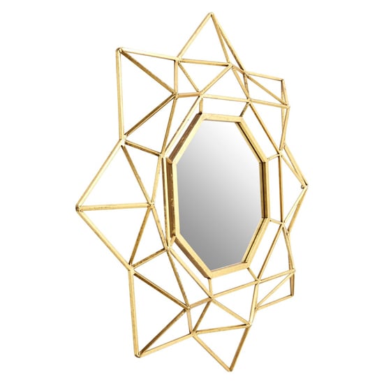 Farota Large Geometric Design Wall Mirror In Champagne Frame