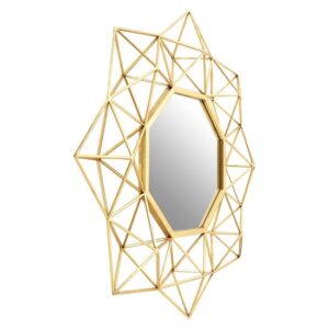 Farota Small Geometric Design Wall Mirror In Champagne Frame