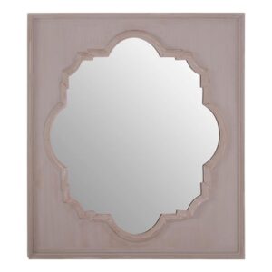 Gladiyas Quatrefoil Design Wall Mirror In Grey Wooden Frame