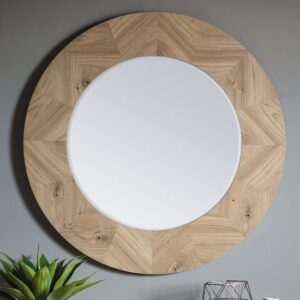 Manistee Round Wall Mirror In Oak Frame