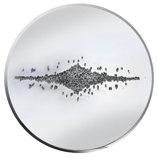 Maria Glass Wall Art Round With Silver Glitter Clusters Crystals