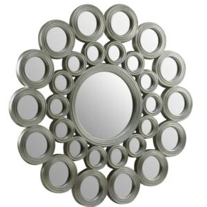 Marisa Multi Circular Design Wall Bedroom Mirror In Silver Frame