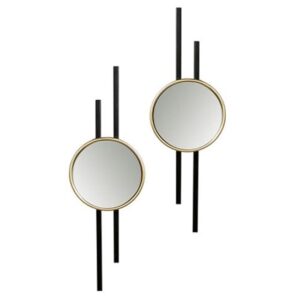 Nifty Set Of 2 Wall Bedroom Mirror In Black And Gold Frame