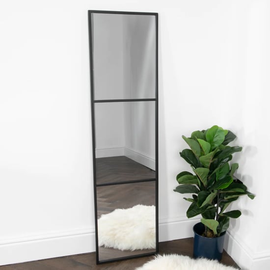 Poway Window Style Floor Standing Mirror With Black Frame