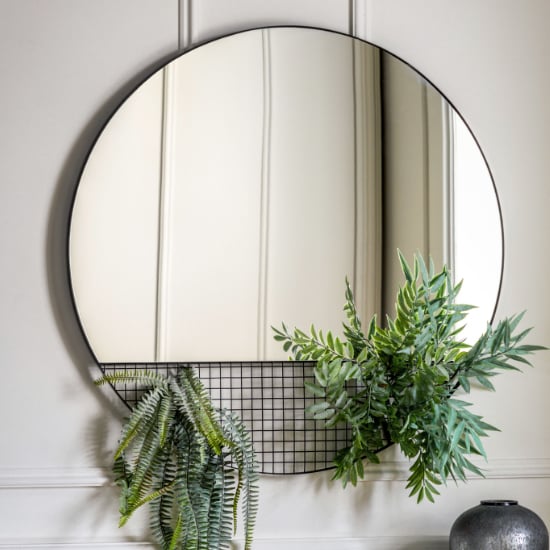 Roseville Round Wall Mirror In Black Frame