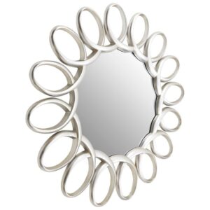 Saltier Round Wall Bedroom Mirror In Silver Pewter Frame