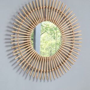 Santol Starburst Wall Mirror In Natural Rattan Frame