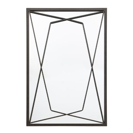 Wainscot Geometric Design Wall Mirror In Black Frame